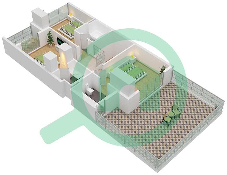 المخططات الطابقية لتصميم النموذج X-R2M14 فیلا 3 غرف نوم - باسيفيكا First Floor interactive3D