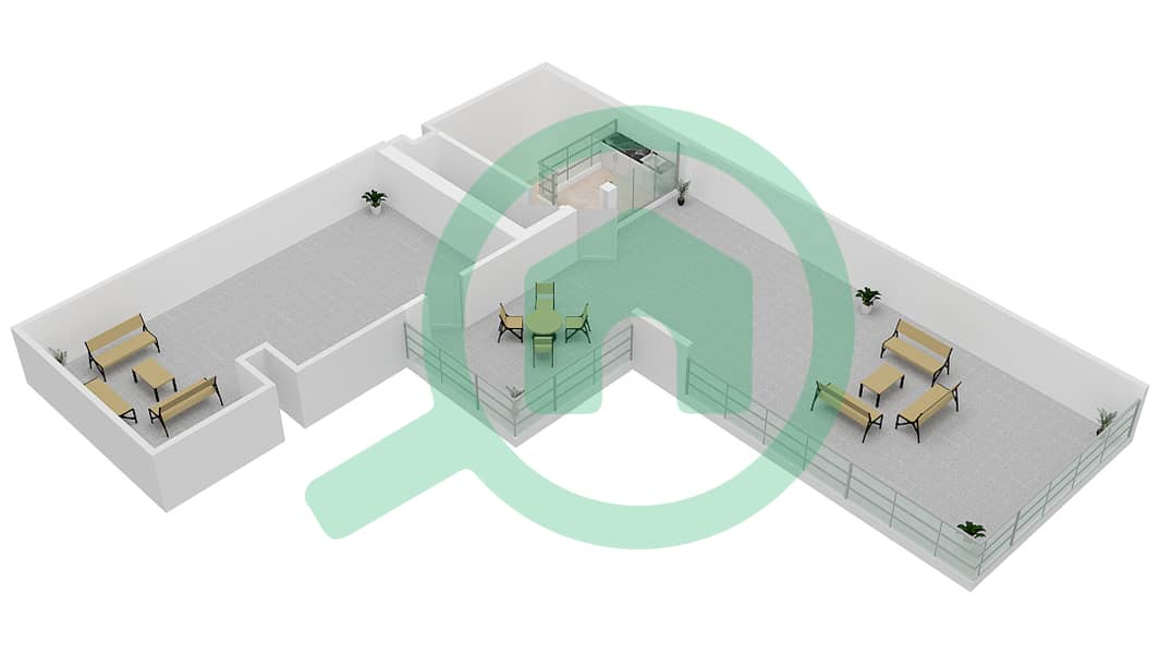 المخططات الطابقية لتصميم النموذج A فیلا 4 غرف نوم - الطراز 1 Roof Top interactive3D