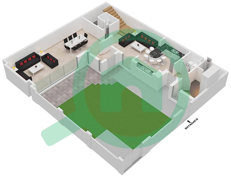 Cluster 1 - 4 Bedroom Villa Type A Floor plan Ground Floor interactive3D