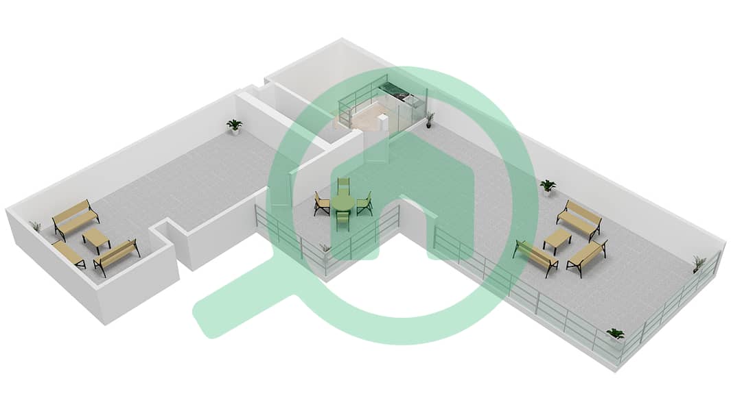 Кластер 3 - Вилла 3 Cпальни планировка Тип A Roof Top interactive3D