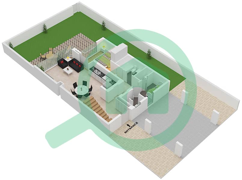 Nara - 4 Bedroom Townhouse Type B(ASTON) Floor plan Ground Floor interactive3D