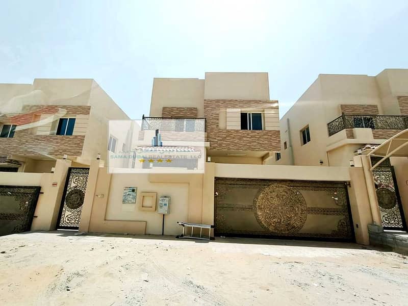 Villa for rent, super deluxe finishing, in a very special location, close to all services, in the best places in Ajman, and a suitable price for every