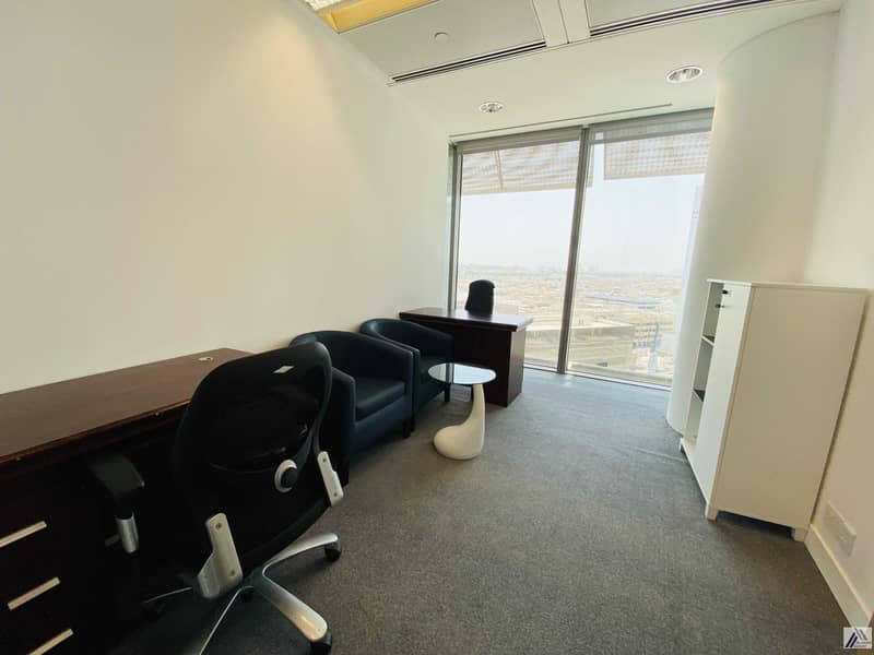 3 HOT OFFER | One  payment | Fully Furnished Serviced office  | Free Dewa and Chiller | linked with Metro  and Mall