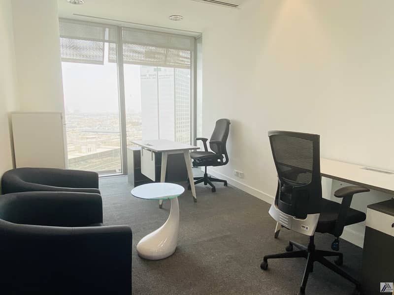 4 HOT OFFER | One  payment | Fully Furnished Serviced office  | Free Dewa and Chiller | linked with Metro  and Mall