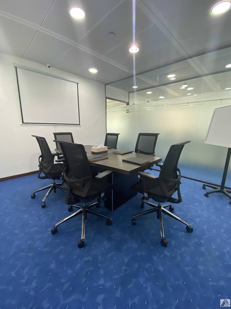 5 All in one -Furnished Serviced office-Conference room meeting room -Common area and pantry -Mall  and Metro