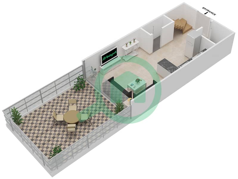 Binghatti Views - 1 Bedroom Apartment Unit 112 Floor plan interactive3D