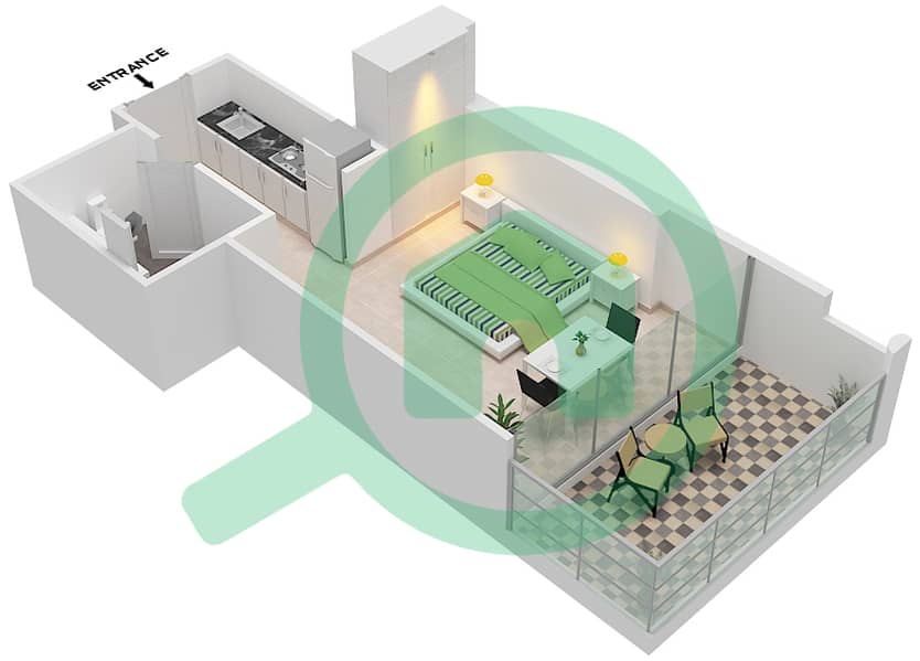 المخططات الطابقية لتصميم الوحدة 12 FLOOR 3-4 شقة استوديو - جولف هوريزون Floor 3-4 interactive3D