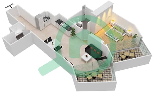Millennium Binghatti Residences - 1 Bedroom Apartment Unit 3 FLOOR 10 Floor plan
