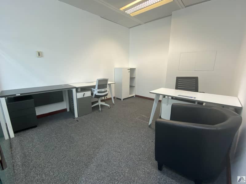 7 Fully Furnished Office-Dewa internet free/ Suitable for 2 Staff / Linked with Metro and mall