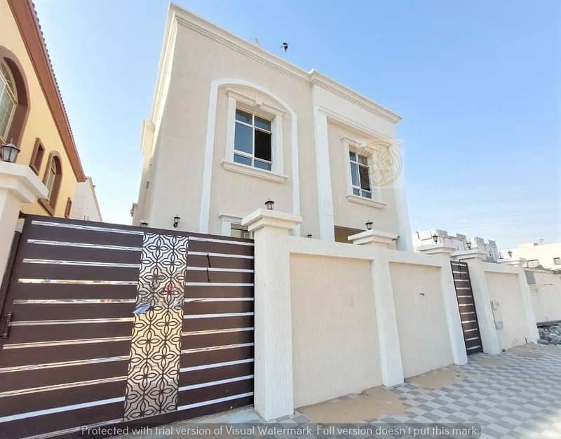 Villa of the most luxurious villas in Ajman, with personal construction and finishing on the asphalt street, without down payment, at a price of a 3-s