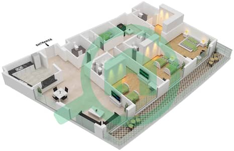 Khor Al Raha - 3 Bedroom Apartment Type G01 Floor plan