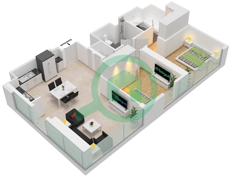 المخططات الطابقية لتصميم النموذج / الوحدة 6A/7 FLOOR 1,3 شقة 2 غرفة نوم - آكت ون | آكت تو F|oor 1,3 interactive3D