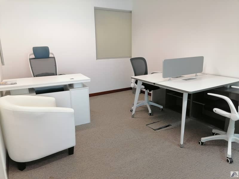 5 Fully Furnished Office-Dewa internet free/ Suitable for 2 Staff / Linked with Metro and mall