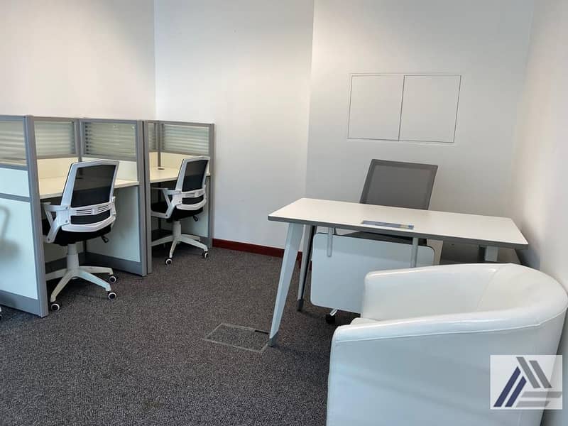 6 Fully Furnished Office-Dewa internet free/ Suitable for 2 Staff / Linked with Metro and mall