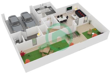 المخططات الطابقية لتصميم النموذج D فیلا 2 غرفة نوم - امارانتا