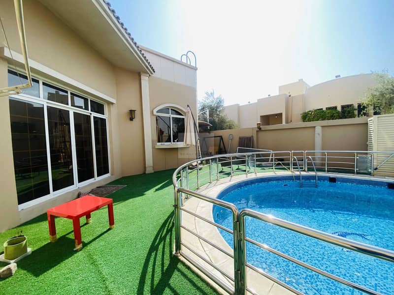 18 private pool independent  single story 4 bhk villa mirdif