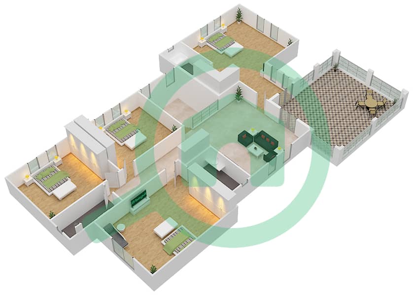 Центро - Вилла 5 Cпальни планировка Тип BTS First Floor interactive3D