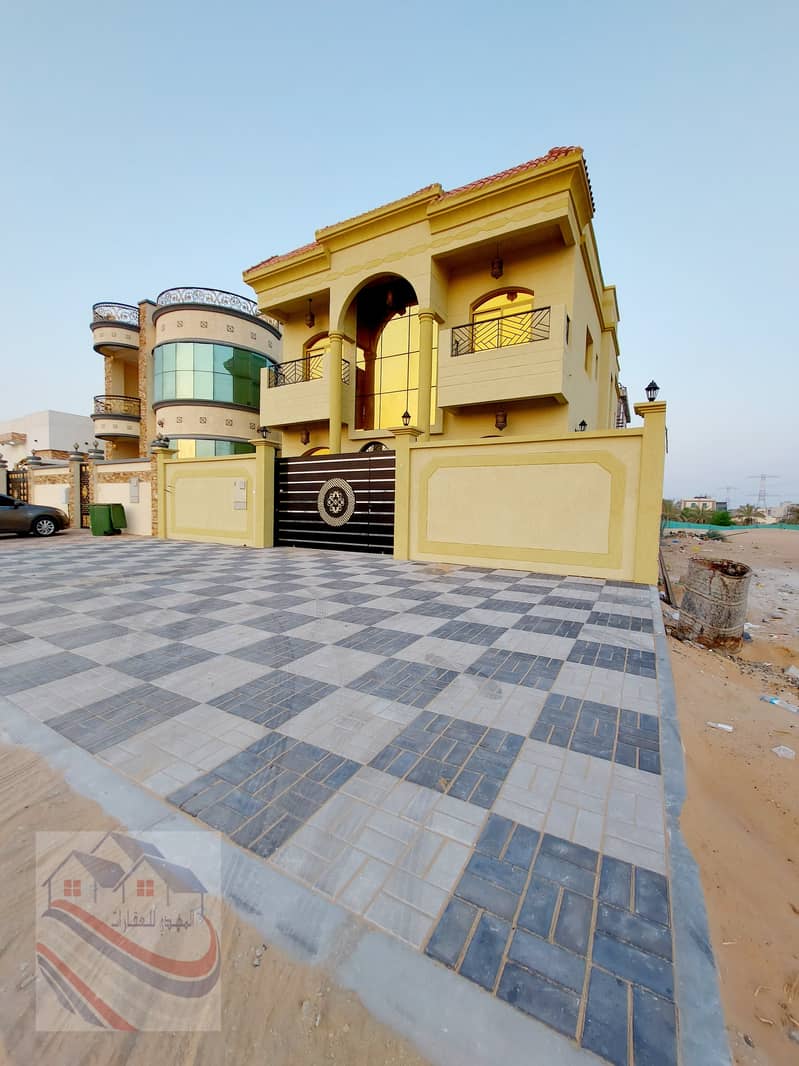 An elegant villa for sale in Jasmine, Ajman, a large area, the first inhabitant, with bank facilities, freehold for life