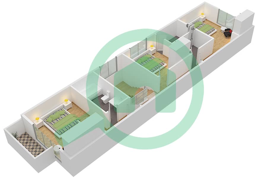 Курсетия - Вилла 3 Cпальни планировка Тип R2-EG First Floor interactive3D