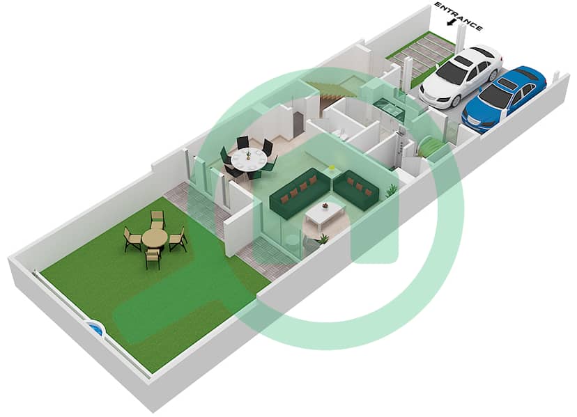 Coursetia - 3 Bedroom Villa Type U-B Floor plan Ground Floor interactive3D