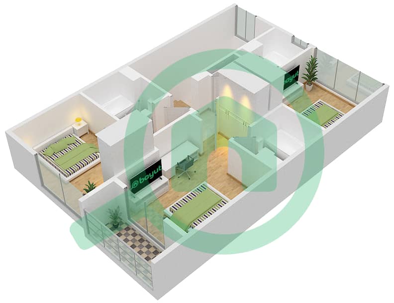 Курсетия - Вилла 3 Cпальни планировка Тип U-B First Floor interactive3D