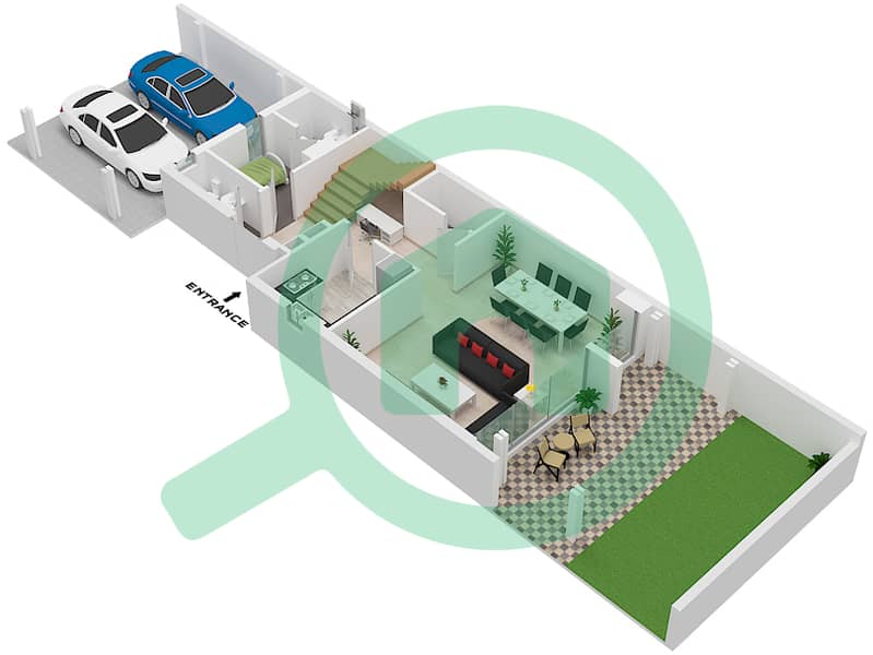 Coursetia - 3 Bedroom Villa Type RH-EG Floor plan Ground Floor interactive3D