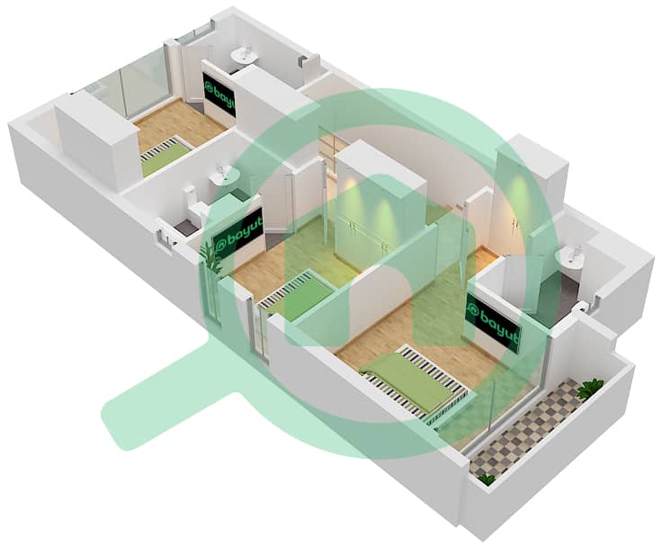 Курсетия - Вилла 3 Cпальни планировка Тип RH-EG First Floor interactive3D
