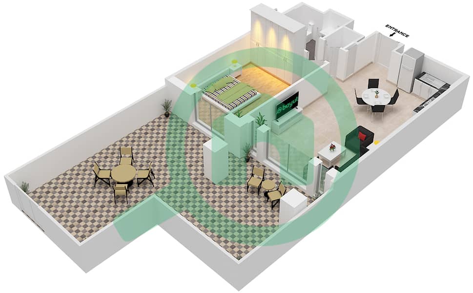 Рахаал - Апартамент 1 Спальня планировка Тип/мера A3/ 4 Floor 2 interactive3D