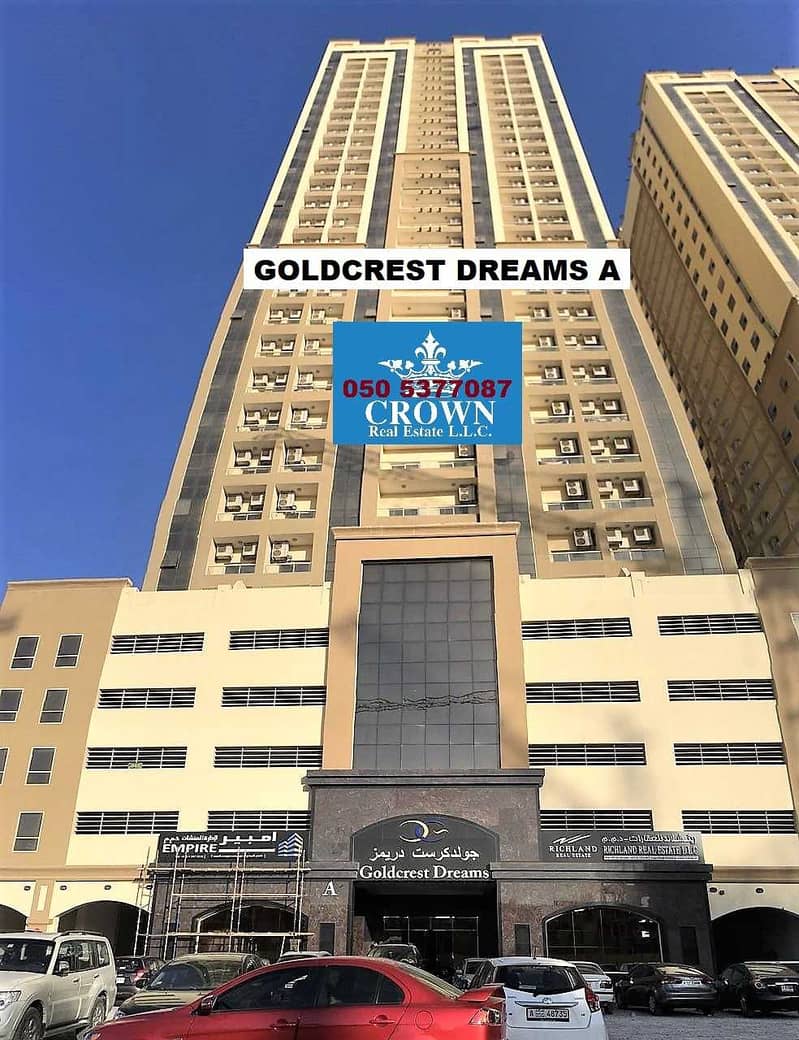 Urgent Sale! 240,000/- 2 Bedroom Hall w/ open view iand parking n Goldcrest Dreams Tower A Emirates City Ajman