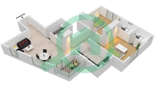 JR Residence 1 - 2 Bedroom Apartment Unit 110 Floor plan