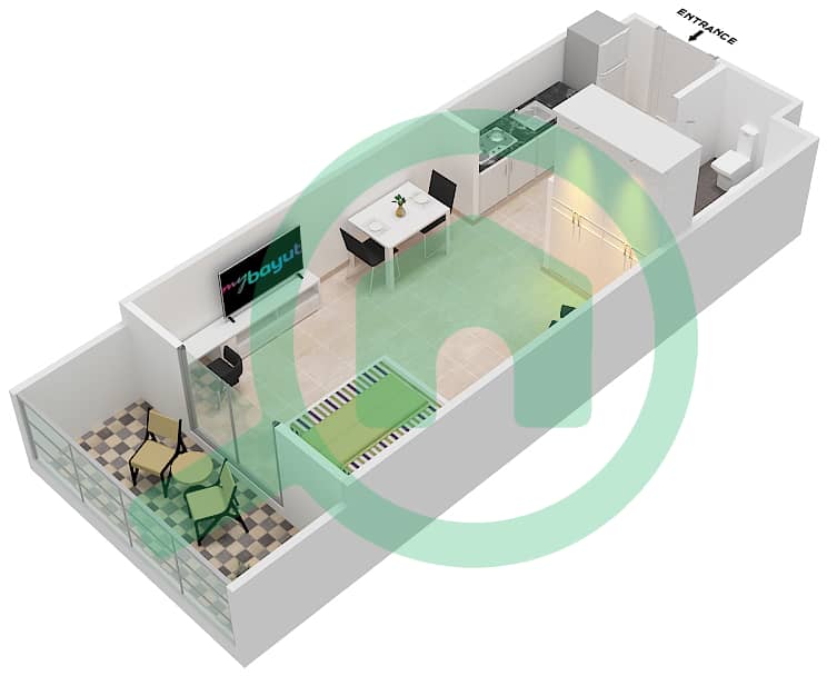 达马克佳丽雅塔楼 - 单身公寓单位4 FLOOR 2-4戶型图 Floor 2-4 interactive3D