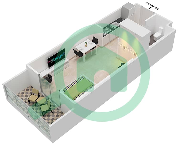 达马克佳丽雅塔楼 - 单身公寓单位5 FLOOR 2-4戶型图 Floor 2-4 interactive3D