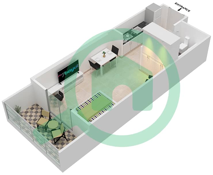 DAMAC Ghalia - Studio Apartment Unit 8 FLOOR 2-4 Floor plan Floor 2-4 interactive3D