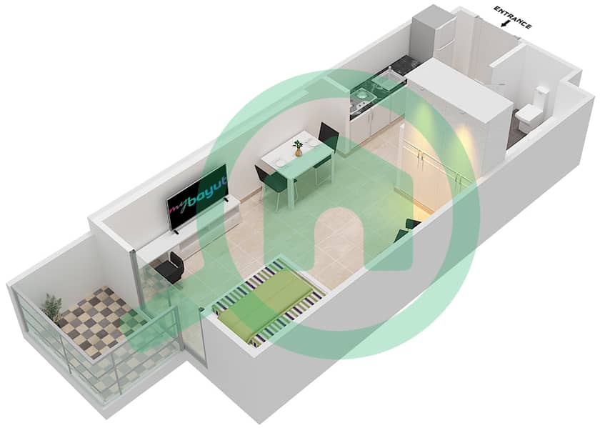 达马克佳丽雅塔楼 - 单身公寓单位10 FLOOR 2-4戶型图 Floor 2-4 interactive3D