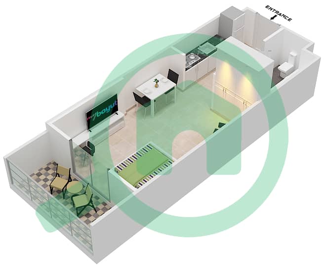 达马克佳丽雅塔楼 - 单身公寓单位12 FLOOR 2-4戶型图 Floor 2-4 interactive3D