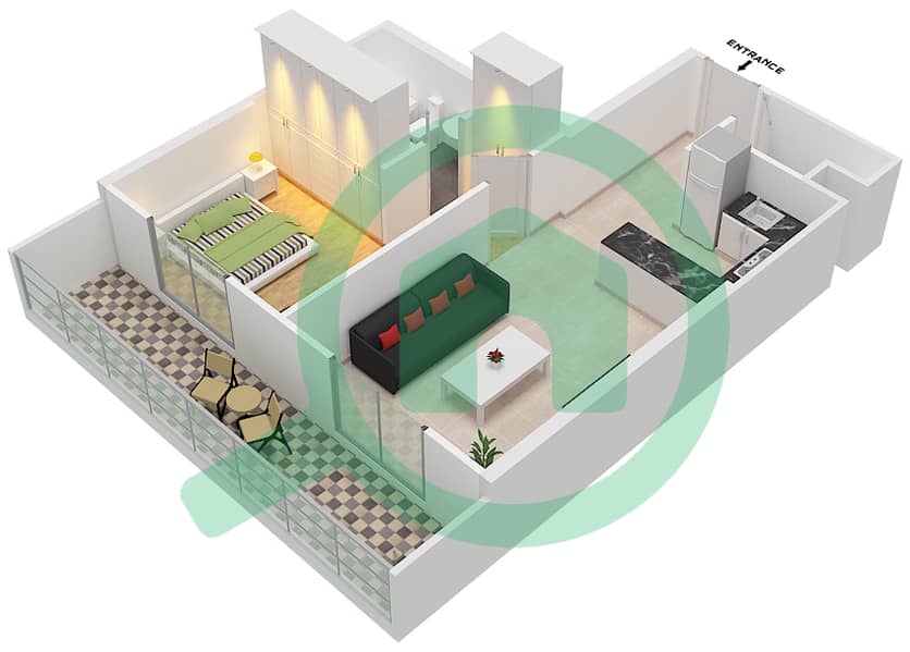 المخططات الطابقية لتصميم الوحدة 15 FLOOR 6-25 شقة 1 غرفة نوم - داماك غالية Floor 6-25 interactive3D