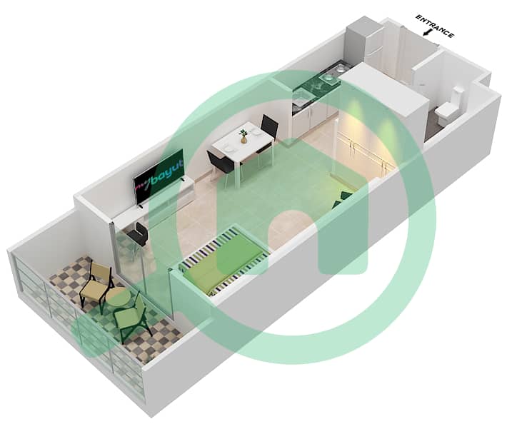 المخططات الطابقية لتصميم الوحدة 8 FLOOR 26 شقة استوديو - داماك غالية Floor 29 interactive3D