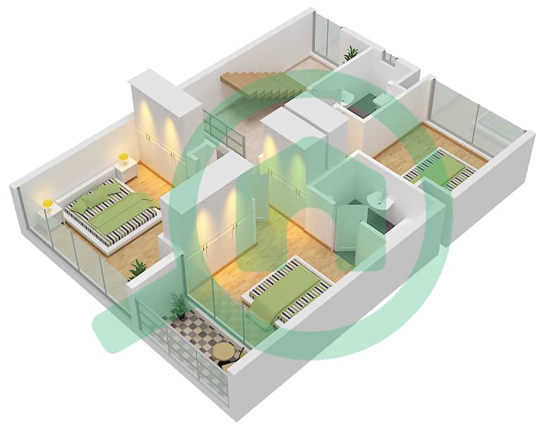 المخططات الطابقية لتصميم النموذج / الوحدة X/B فیلا 5 غرف نوم - تريكسيس First Floor interactive3D