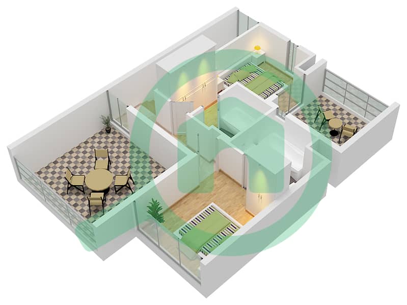 المخططات الطابقية لتصميم النموذج / الوحدة X/B فیلا 5 غرف نوم - تريكسيس Second Floor interactive3D