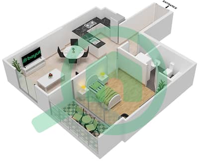 DAMAC Ghalia - 1 Bedroom Apartment Unit 5 Floor plan