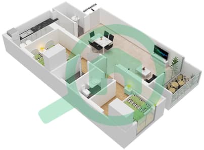 المخططات الطابقية لتصميم الوحدة 10 شقة 2 غرفة نوم - داماك غالية