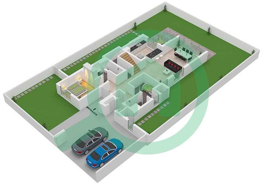Golf Links - 4 Bedroom Villa Unit 3 Floor plan Ground Floor interactive3D