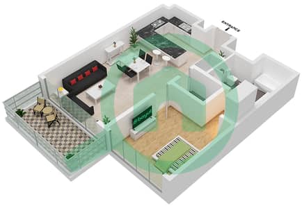 المخططات الطابقية لتصميم النموذج T1C شقة 1 غرفة نوم - مايان 3