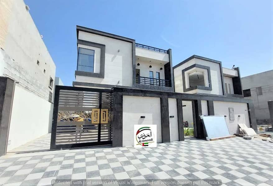 Villa of the most luxurious villas in Ajman, with personal construction and finishing on the asphalt street, without down payment and at a price of a