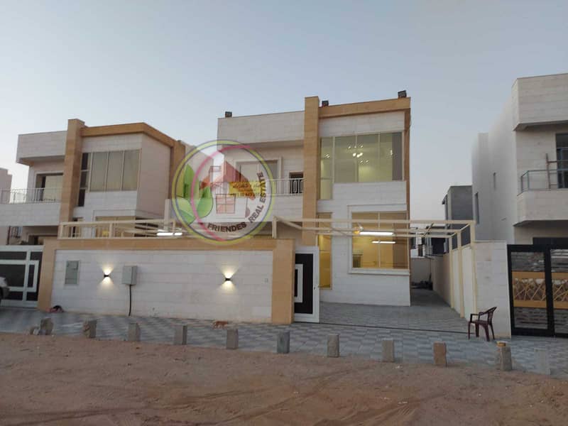 New villa for sale, the first inhabitant of Ajman, with electricity and water with air conditioners, very excellent location, personal finishing