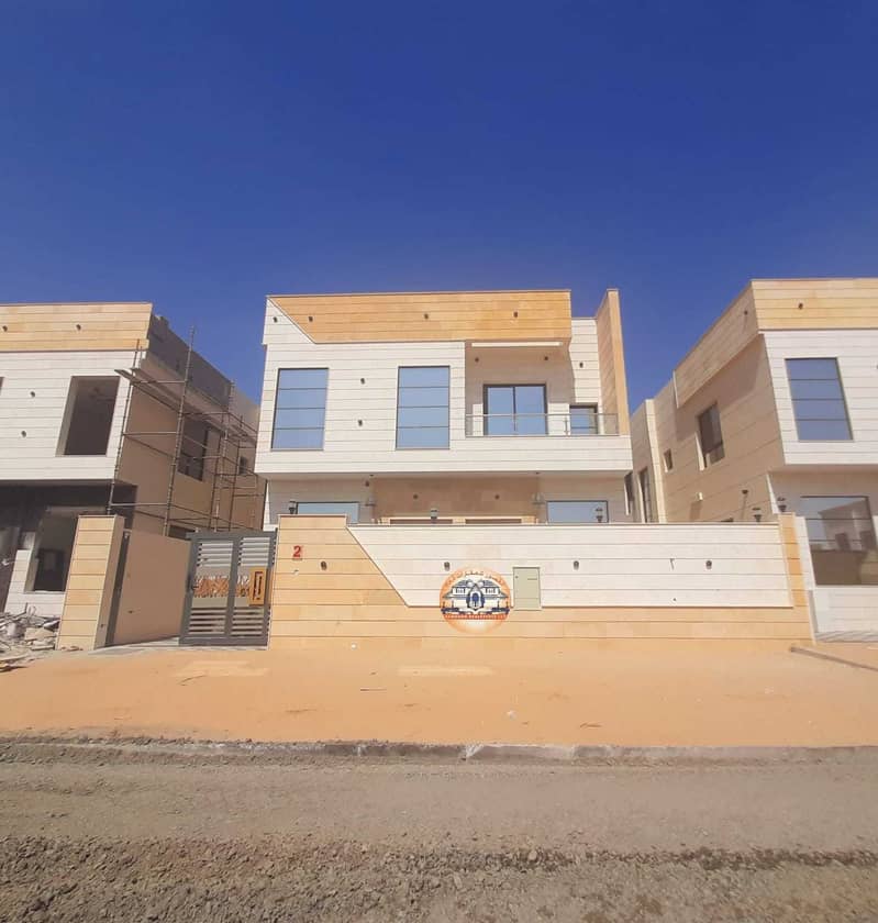 The location of the villa in Ajman, the Jasmine area, two floors, a modern design, various finishes, a stone face, with the possibility of easy bank f