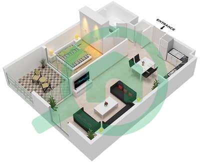 海滨公寓 - 1 卧室公寓类型／单位2/7 FLOOR 2-7戶型图