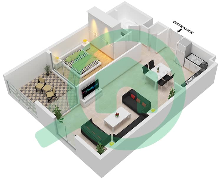Резиденции на Берегу Моря - Апартамент 1 Спальня планировка Тип/мера 2/7 FLOOR 2-7 Floor 2-7 interactive3D