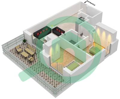 المخططات الطابقية لتصميم النموذج 1B-18 شقة 2 غرفة نوم - الراحة لوفتس