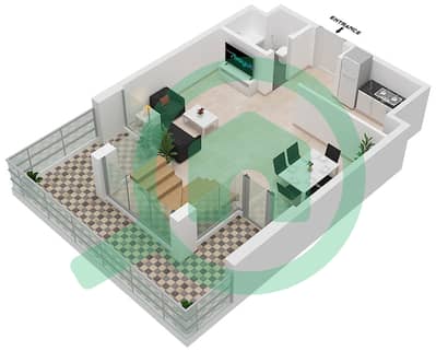 Al Raha Lofts - 2 Bedroom Apartment Type 1DB-1 Floor plan